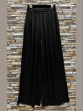 Emy Black Drawstring Satin Wide Leg Trousers