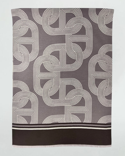 Blue Cashmere Blend Chain Link Print Scarf