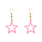 Neon Pink Star Earrings