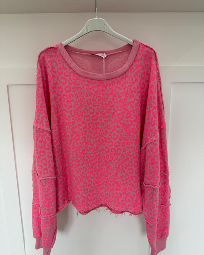 Cream Leopard Oversized Sweatshirt