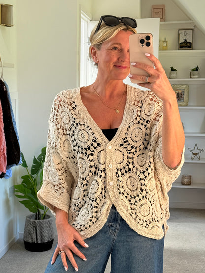 Stone Circle Design Crochet Cardigan