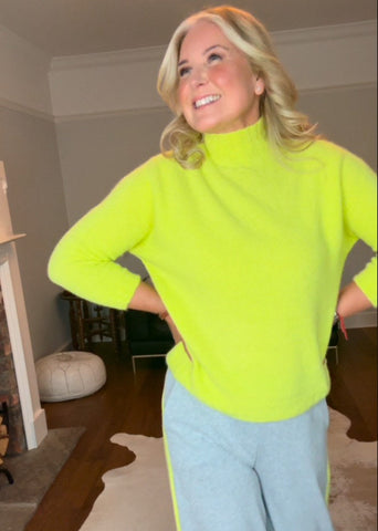 Bright Lime 3/4 sleeve Fluffy Jumper