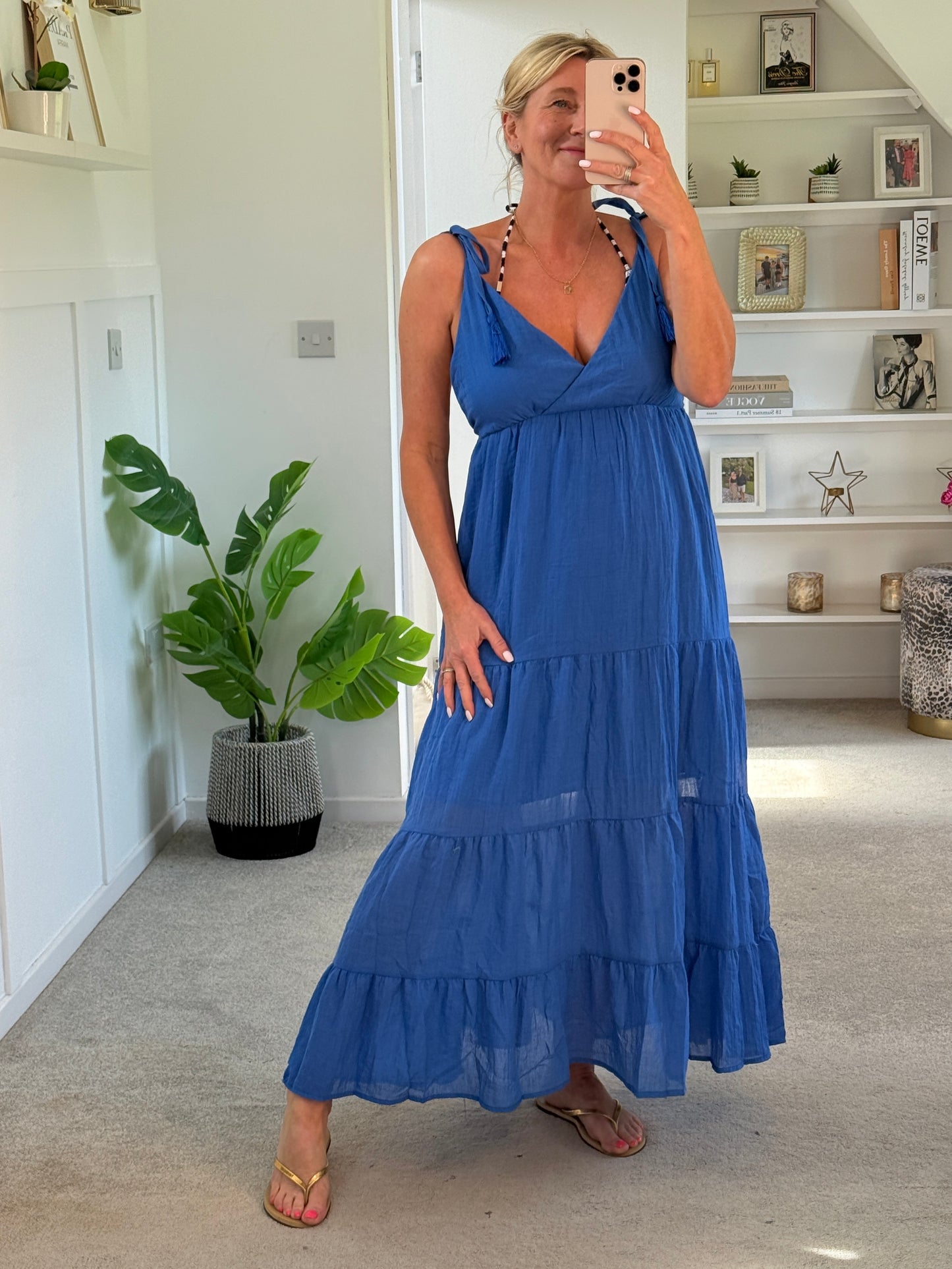 Kelly Green Tie Strap Tiered Maxi Dress