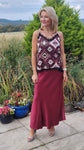 Burgundy Satin Slip Skirt