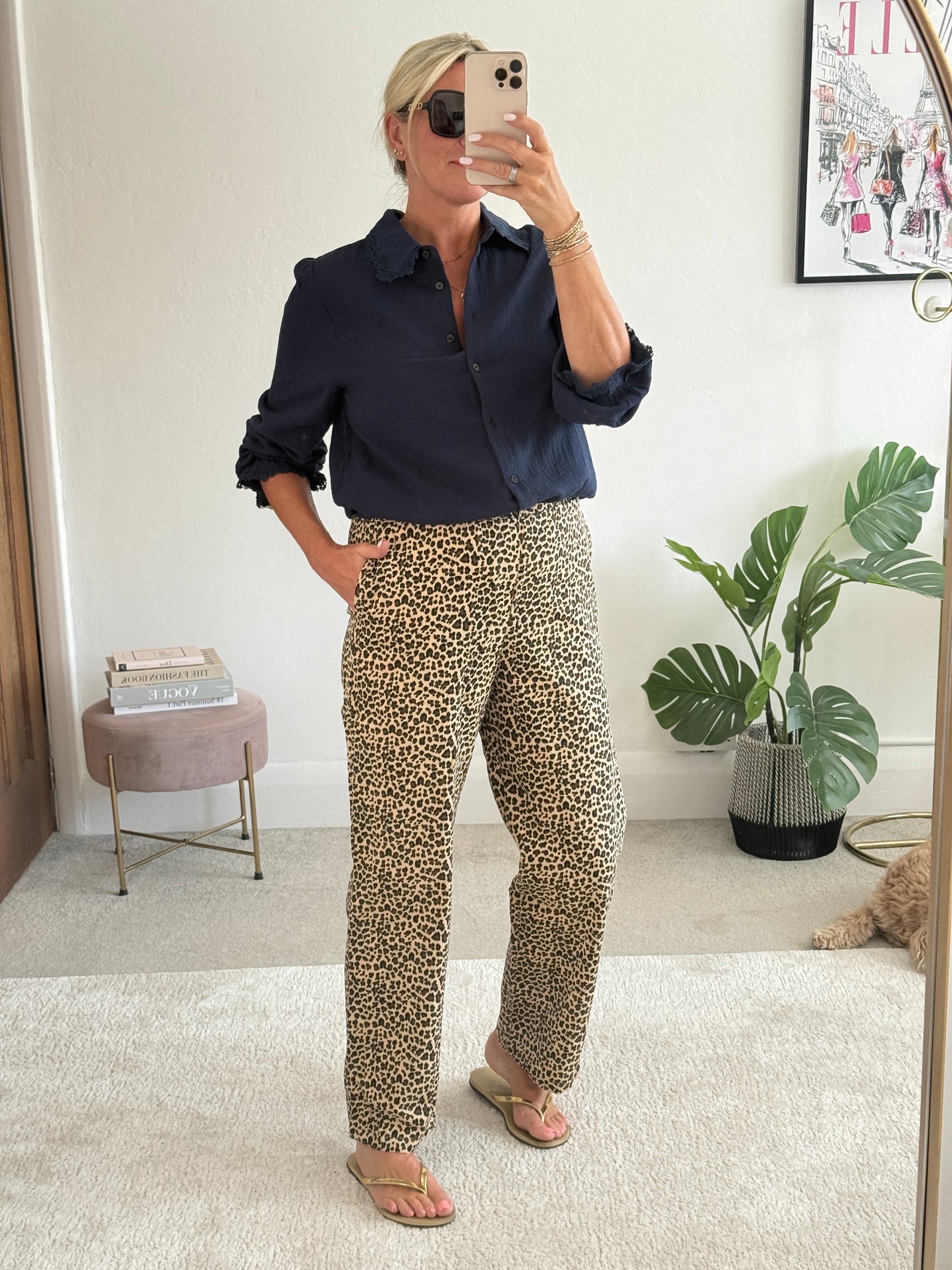 Leopard Print Straight Leg Trousers