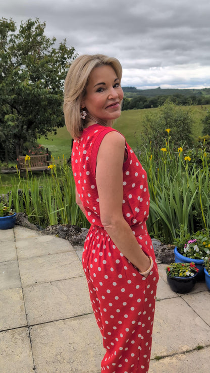 Red/White Polka Dot Wide Leg Trousers (Co-ord Avail)