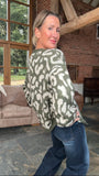 Khaki/Light Grey Leopard Cardigan