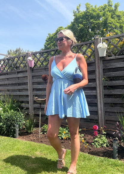 Sky Blue V-Neck Playsuit