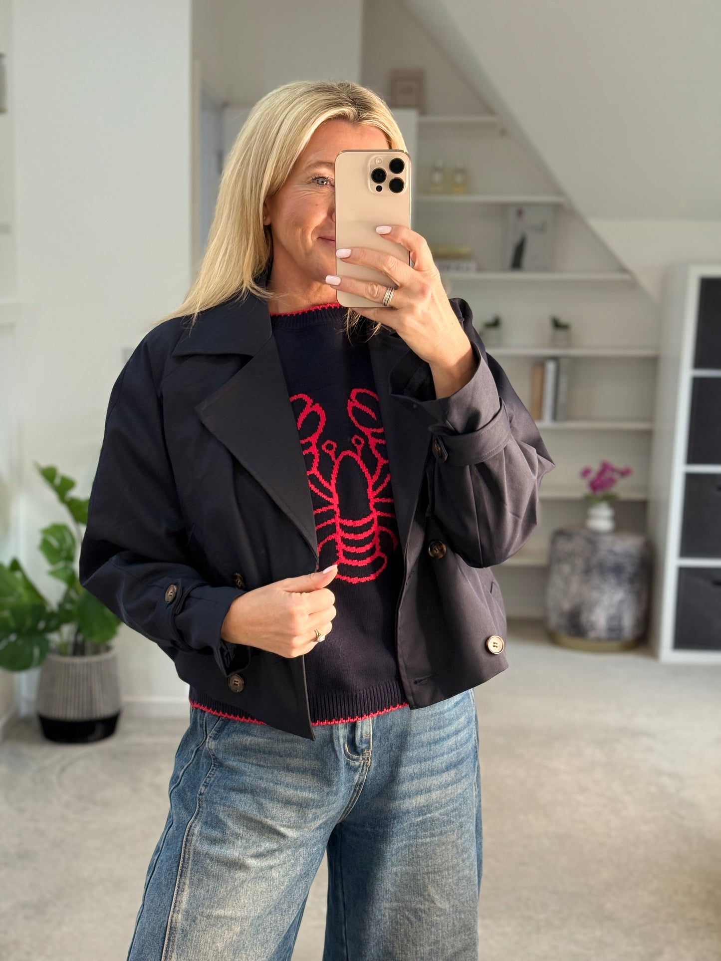 Navy/Red Lobster Motif Tank Top