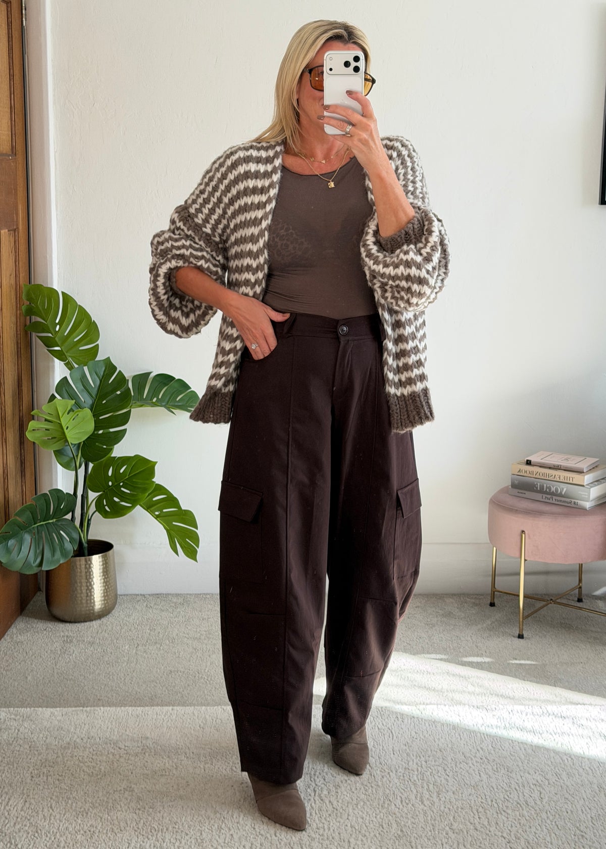 Chocolate Barrel Leg Cargo Trousers