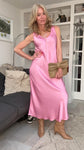 Pink Satin Slip Dress