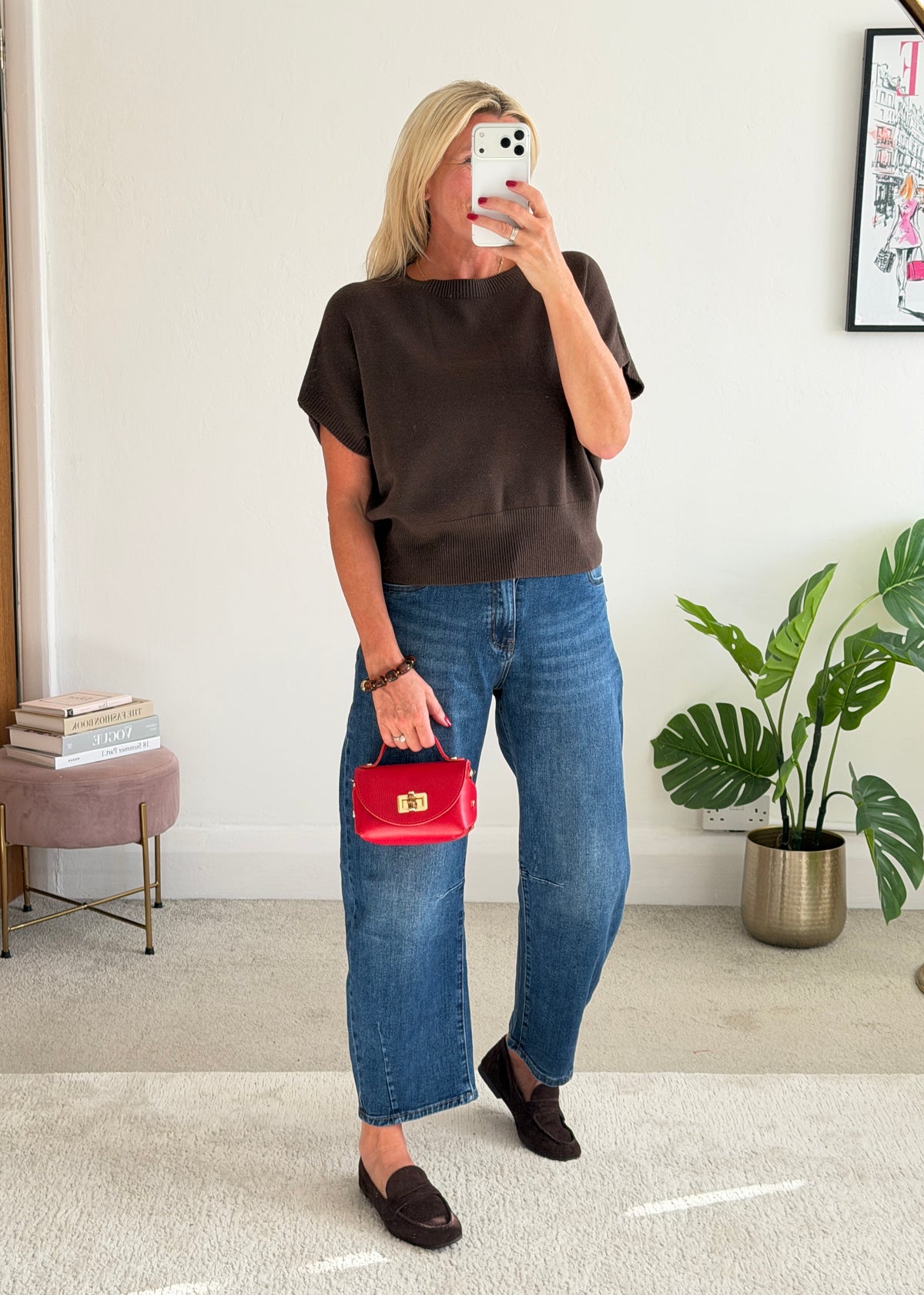 Chocolate S/Sleeve Batwing Jumper