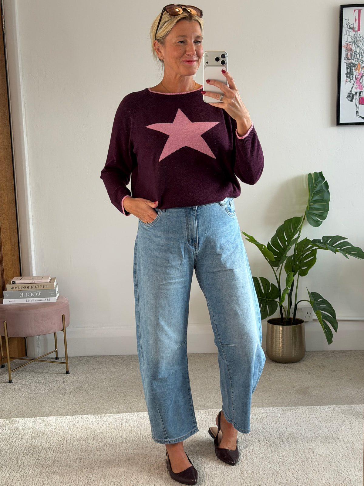 Plum/Pink Cashmere Mix Star Jumper