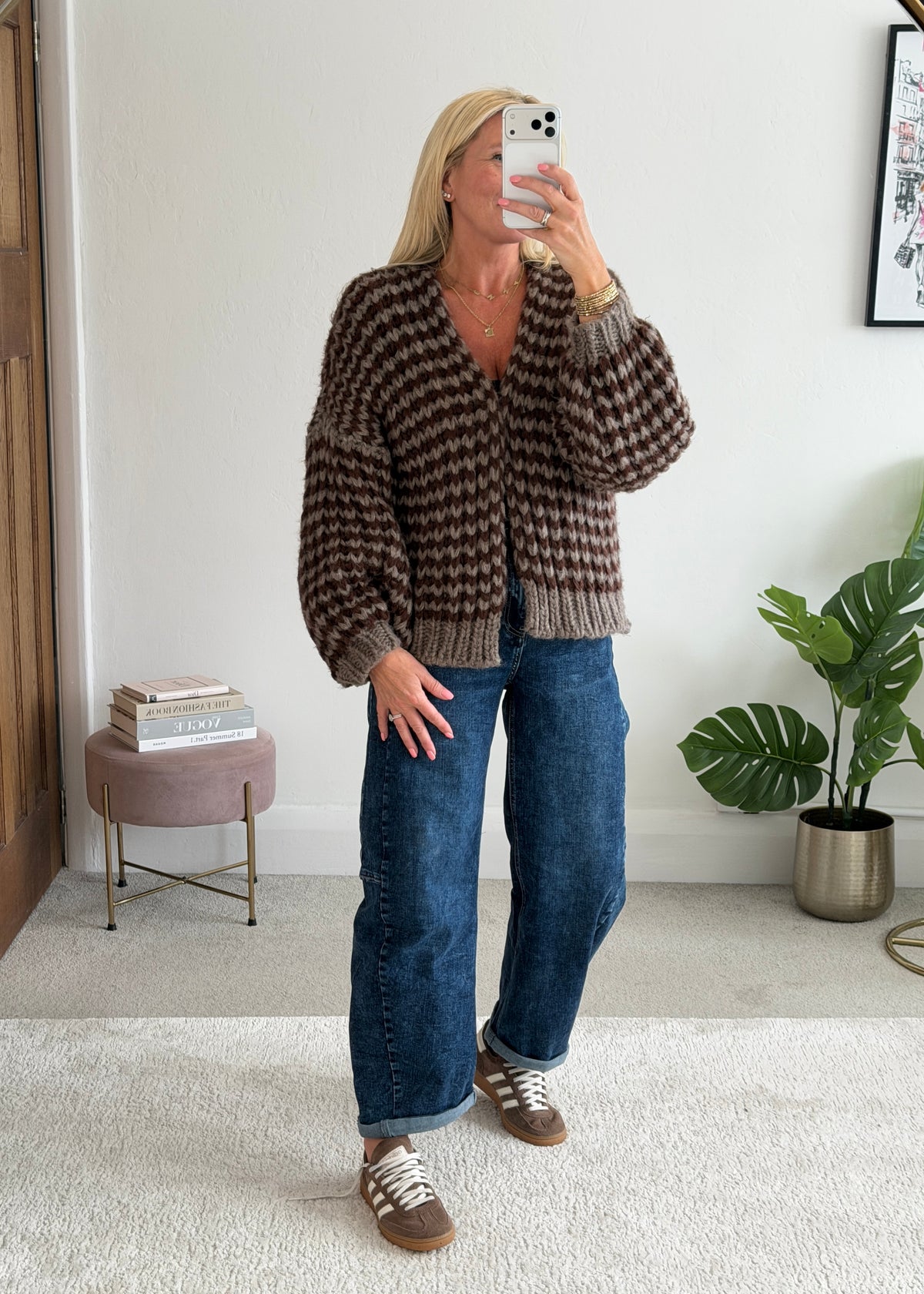 Red/Pink Cosy Stripe Cardigan