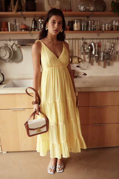 Kelly Green Tie Strap Tiered Maxi Dress