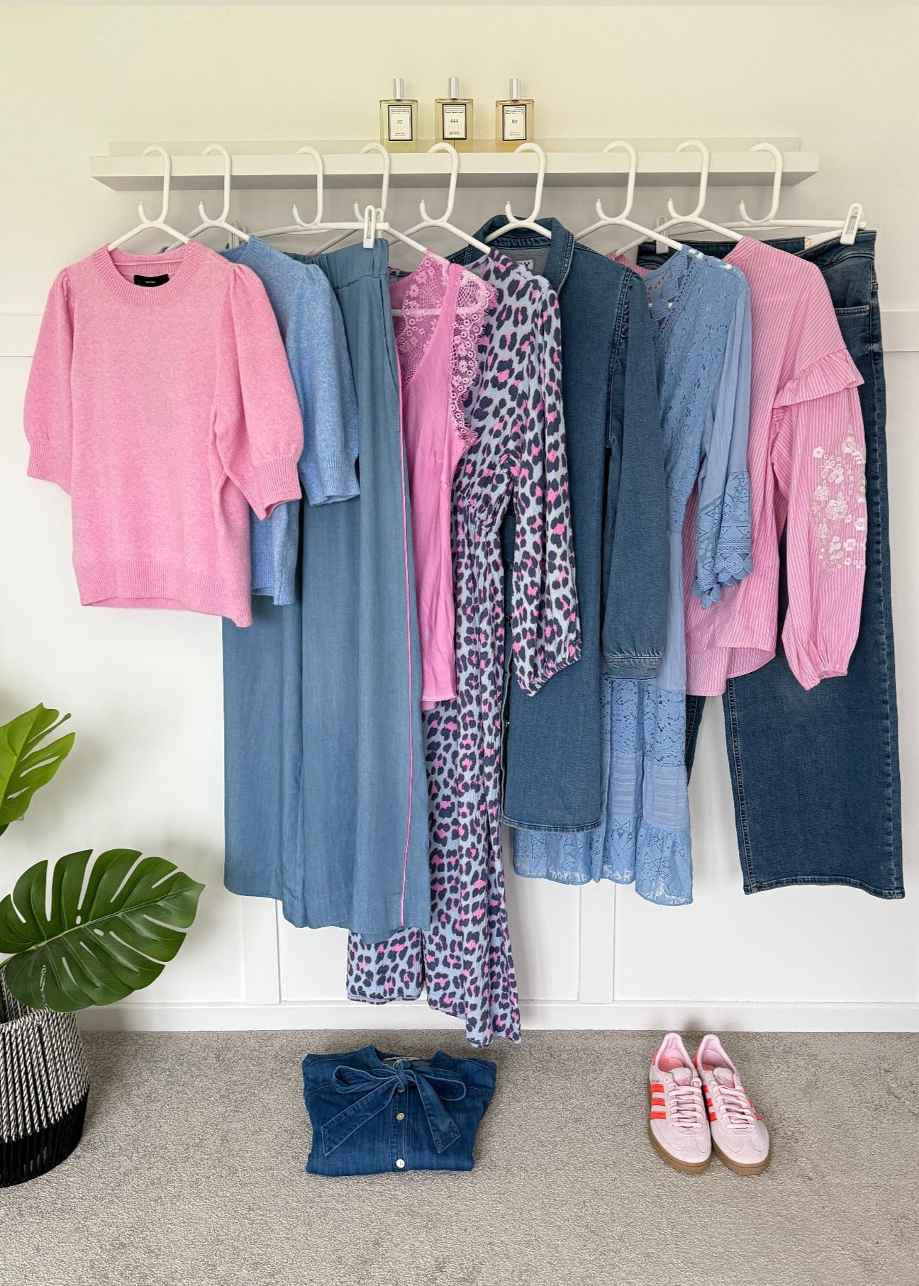 Chambray/Pink Stripe Wide Leg Trousers