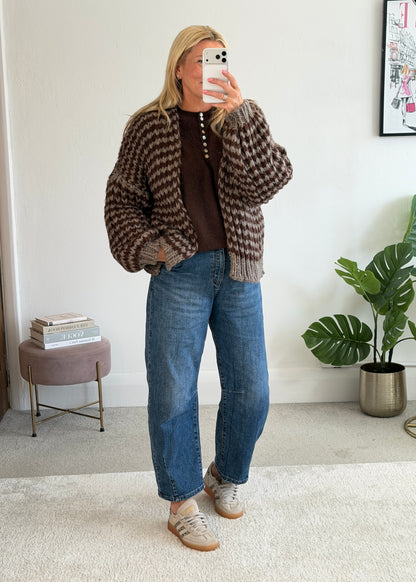 Hot Pink/Red Cosy Stripe Cardigan