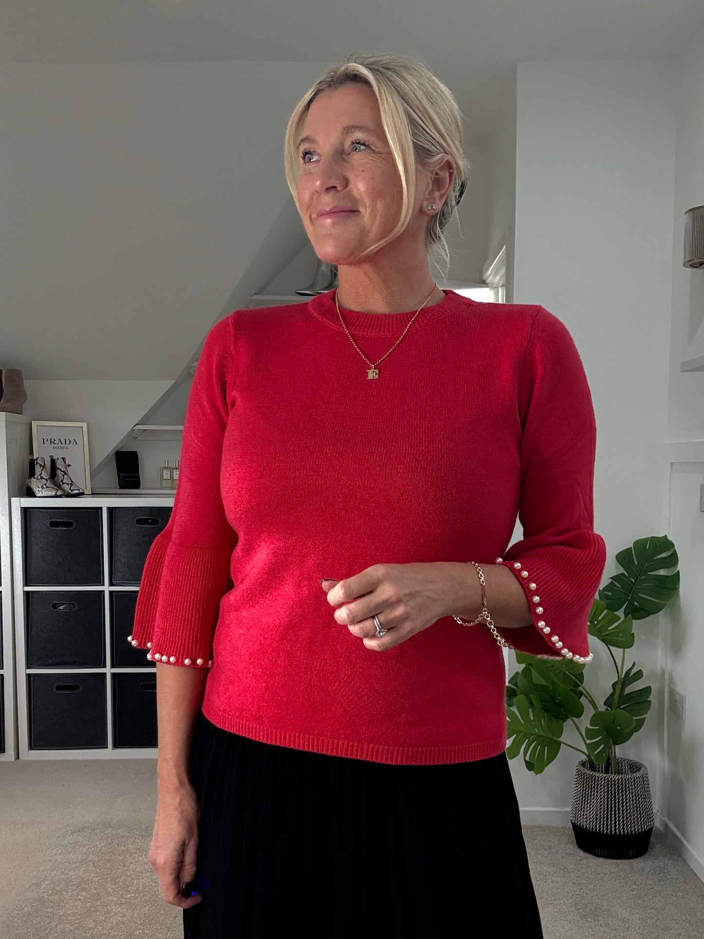 Chocolate Pearl Flute Sleeve Jumper