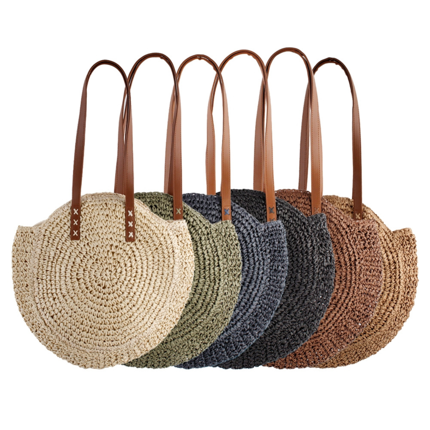 Beige Large Circle Straw Bag