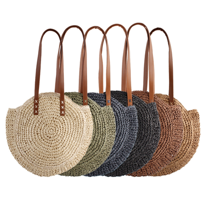 Beige Large Circle Straw Bag