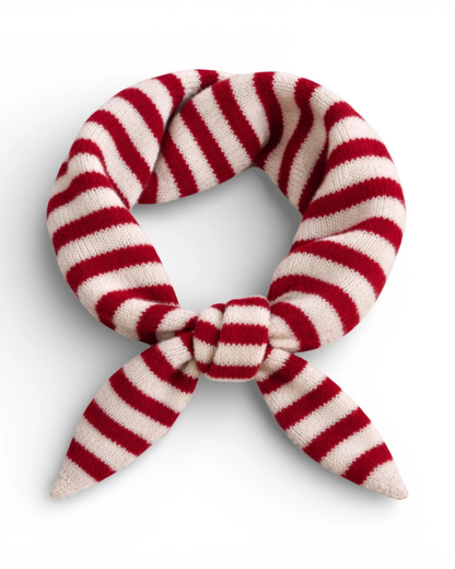 Red/Cream Striped Triangle Neck Scarf