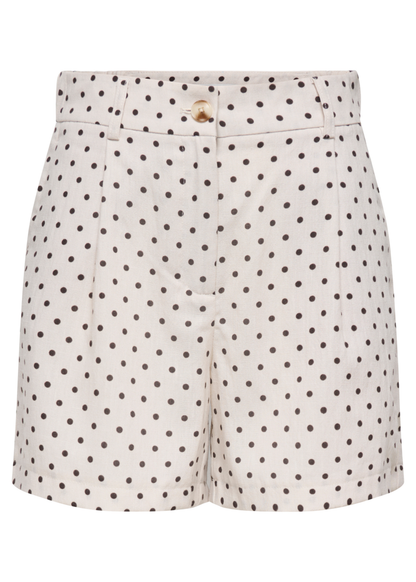 Pumice Stone/Chocolate Polka Dot Tie Front Blouse