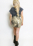 Gold Disc Sequin Mini Skirt