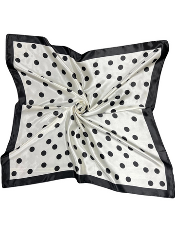 White/Black Polka Dot Silk Touch Square Scarf