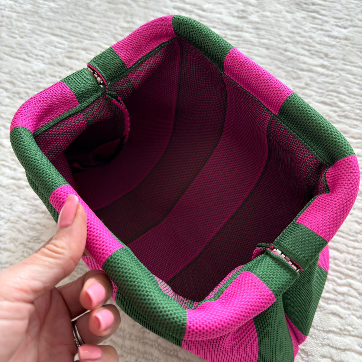 Orange/Pink Woven Stripe Soft Pouch Clutch Bag