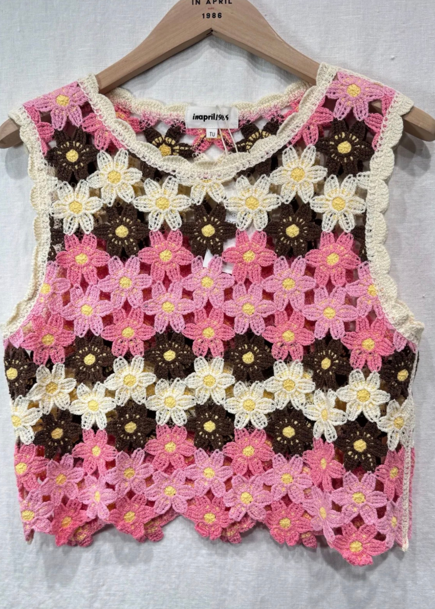 Blue/Green Daisy Crochet Knit Tank Top