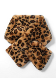 Khaki Faux Fur Leopard Print Scarf