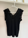 Black Lace V Neck Vest Top