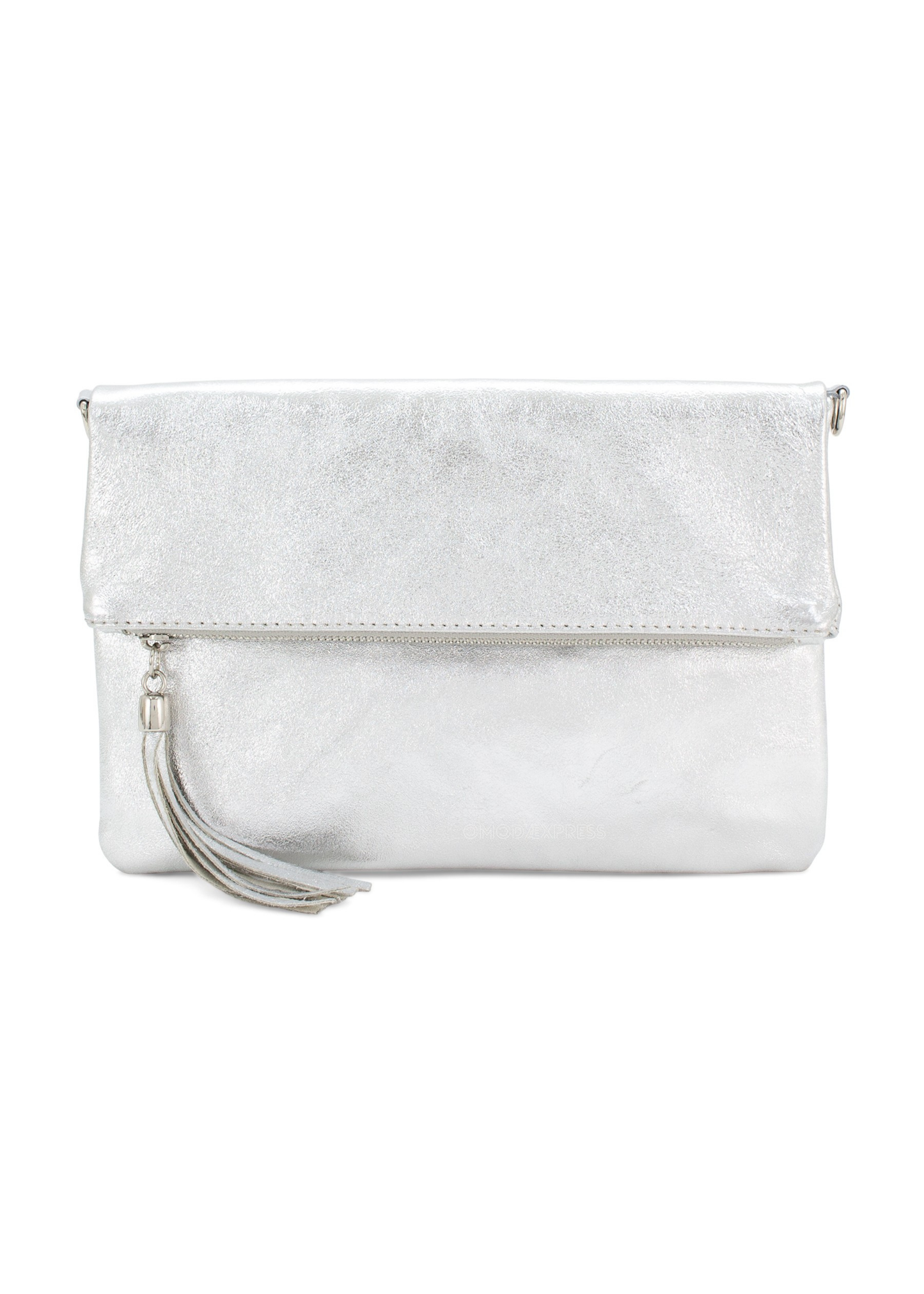 Gold Metallic Leather Fold-Over Clutch Bag