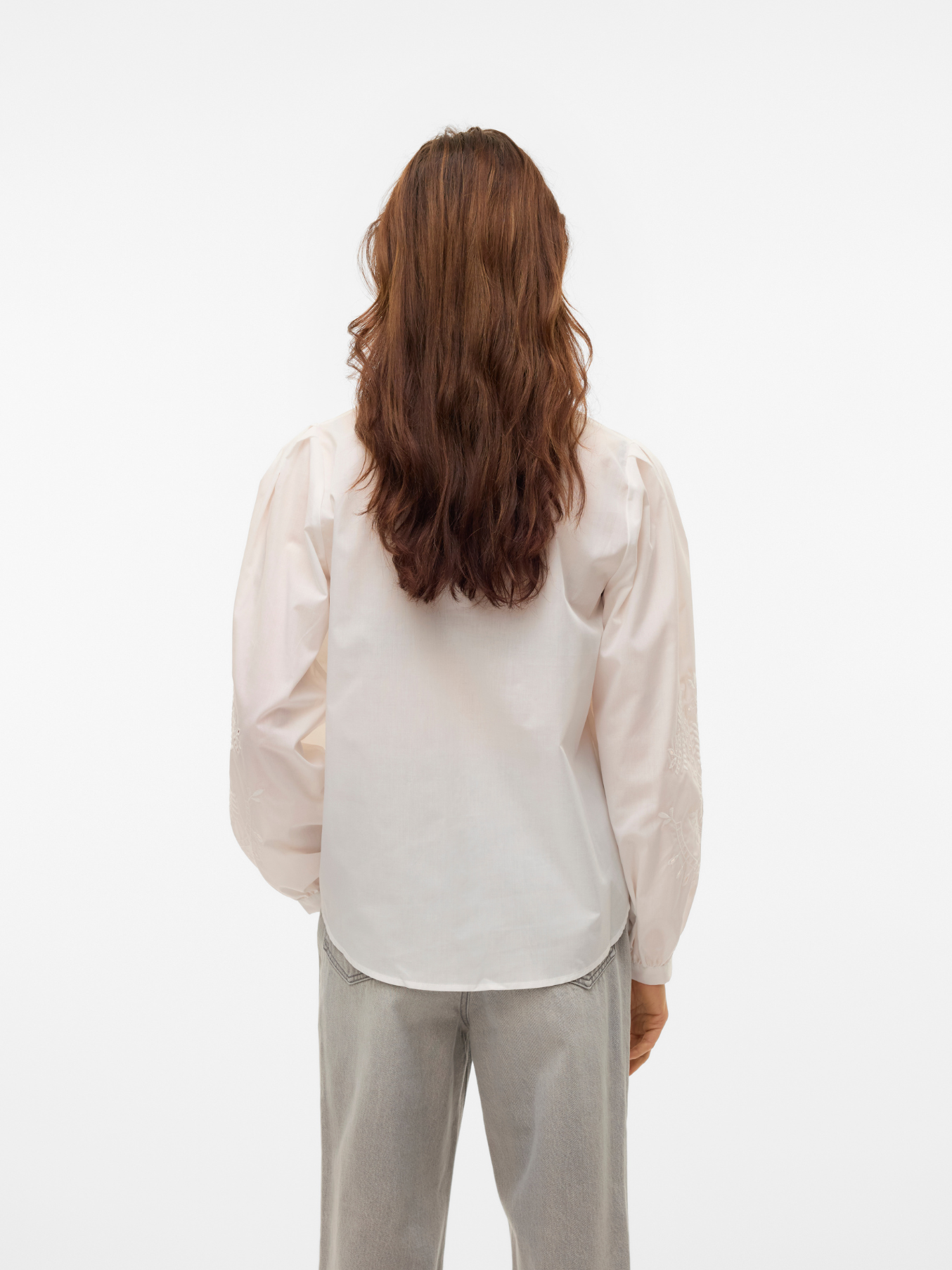 Navy Embroidery Anglaise Sleeve Blouse