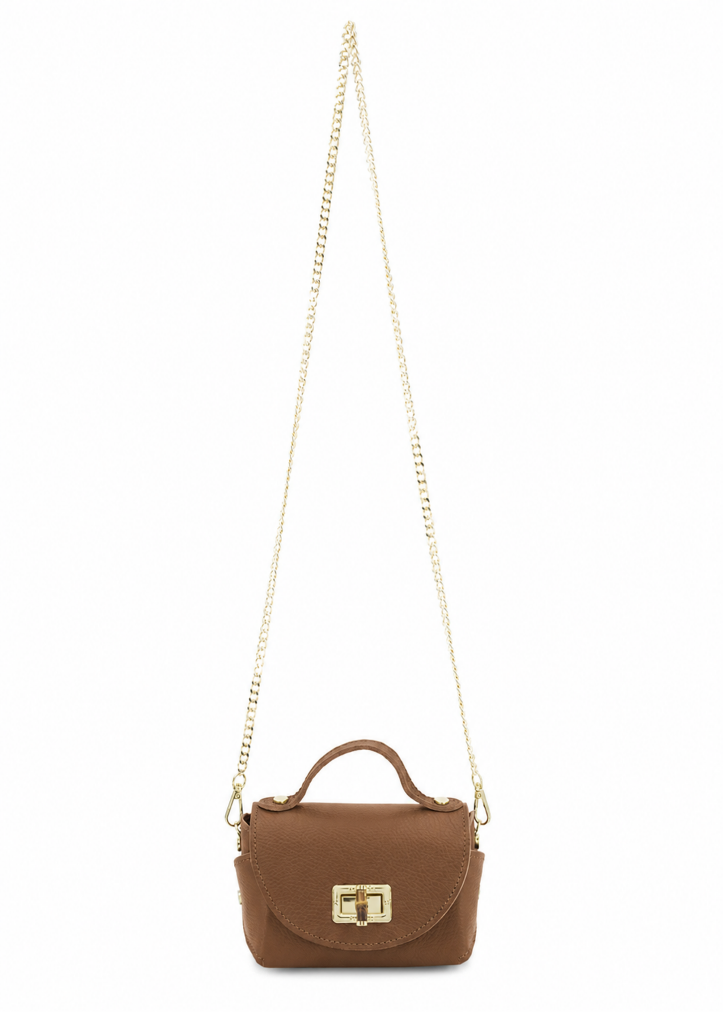 Red Bamboo Twist Lock Leather Mini Bag