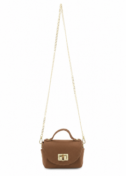 Red Bamboo Twist Lock Leather Mini Bag
