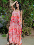 Melina Coral Strappy Contrast Back Maxi Dress