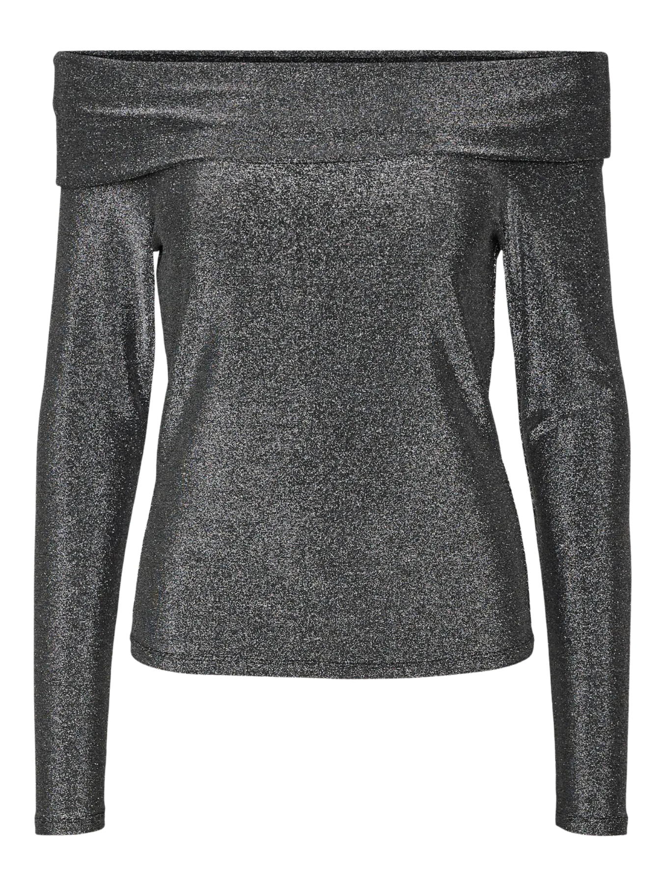 Dynasty Black/Silver Glitter Bardot Top