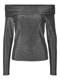 Dynasty Silver/Grey Glitter Bardot Top