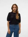 Black Crochet Short Sleeve Jumper