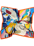 Orange Retro Floral Silk Touch Square Scarf