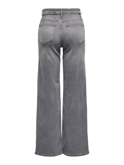 Madison Light Grey High Waist Wide Leg Jeans