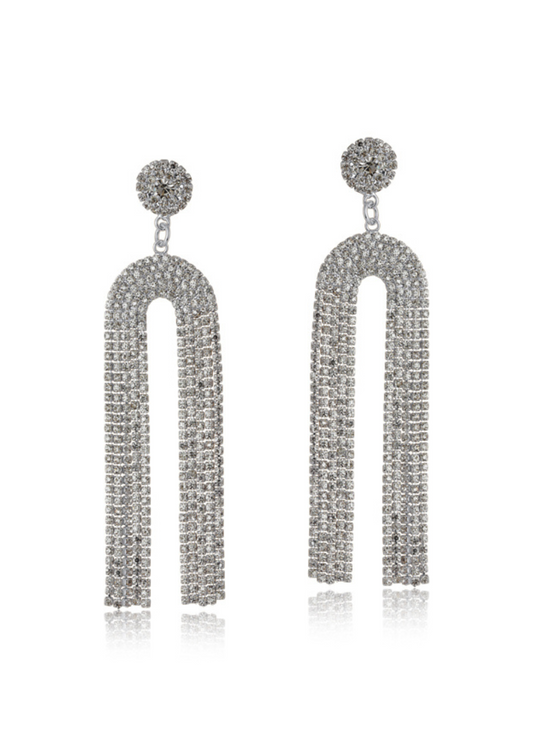 Silver Statement Fringe Halo Earrings