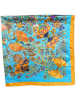 Turquoise Butterfly Pattern Silk Touch Square Scarf