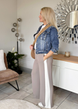 Khaki/Neon Stripe Wide Leg Trousers