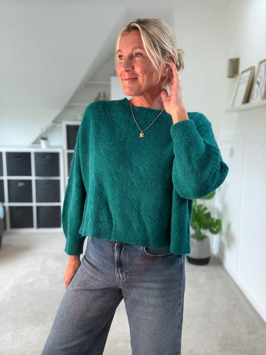 Teal Alpaca Mix Fluffy Jumper