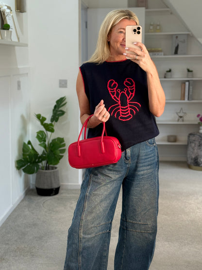 Navy/Red Lobster Motif Tank Top