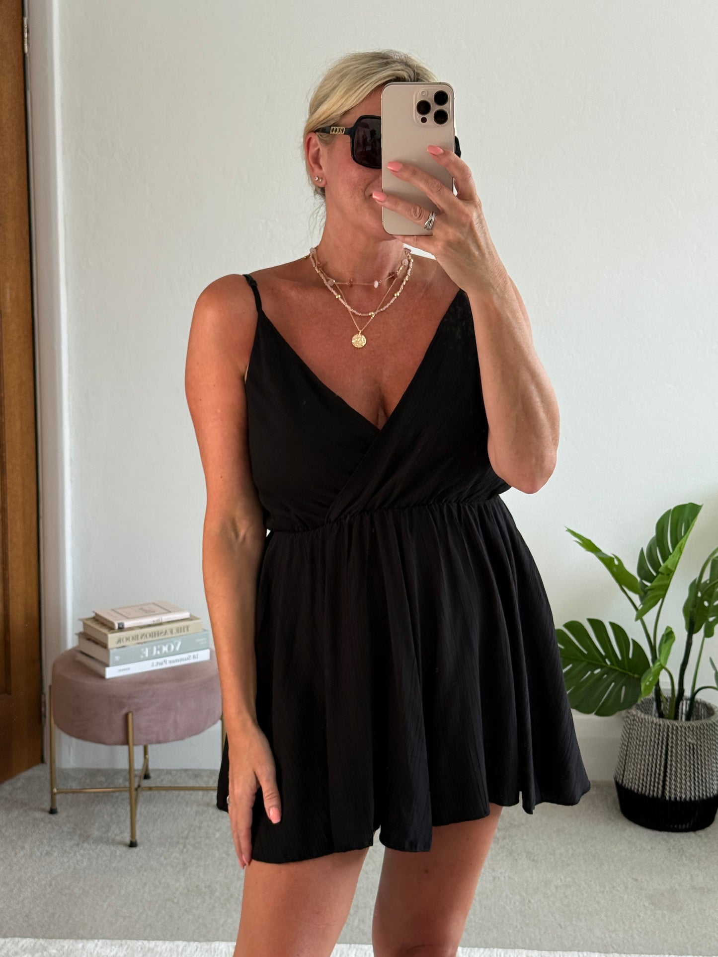 Black V-Neck Playsuit