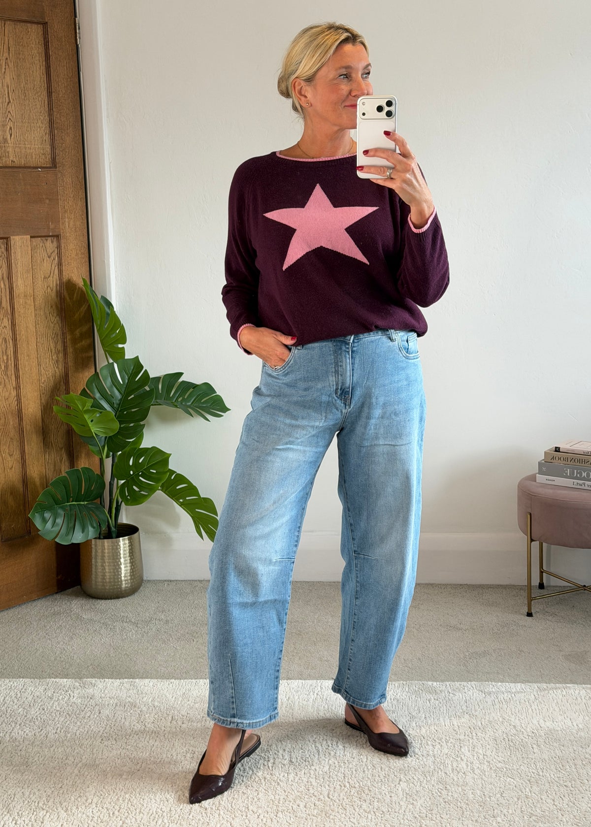 Plum/Pink Cashmere Mix Star Jumper