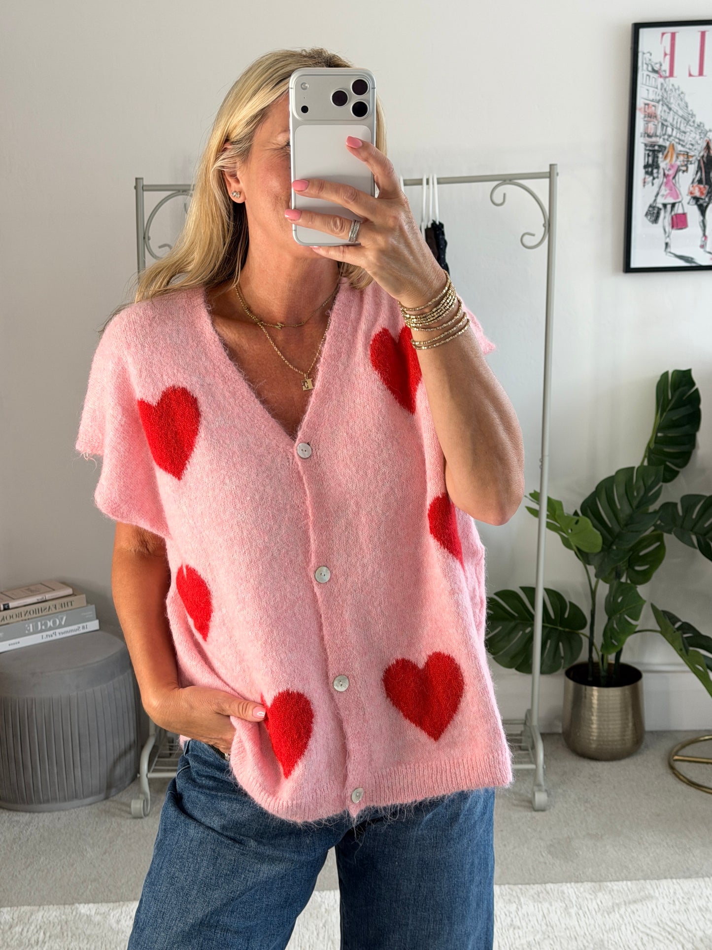 Chocolate/Cream Oversized Heart Cardigan
